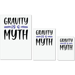                       UDNAG Untearable Waterproof Stickers 155GSM 'Gravity | Gravity is a myth' A4 x 1pc, A5 x 1pc & A6 x 2pc                                              