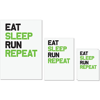                       UDNAG Untearable Waterproof Stickers 155GSM 'Running | Eat sleep Run repeat' A4 x 1pc, A5 x 1pc & A6 x 2pc                                              