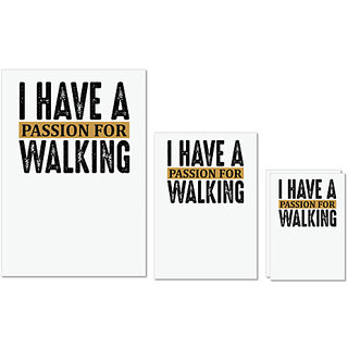                      UDNAG Untearable Waterproof Stickers 155GSM 'Walking | I have a passion for walking' A4 x 1pc, A5 x 1pc & A6 x 2pc                                              