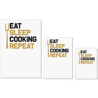 UDNAG Untearable Waterproof Stickers 155GSM 'Cooking | Eat sleep cooking repeat' A4 x 1pc, A5 x 1pc & A6 x 2pc UDNAG Untearable Waterproof Stickers 155GSM 'Cooking | Eat sleep cooking repeat' A4 x 1pc, A5 x 1pc & A6 x 2pc