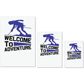                       UDNAG Untearable Waterproof Stickers 155GSM 'climbing | Welcome to adventure' A4 x 1pc, A5 x 1pc & A6 x 2pc                                              