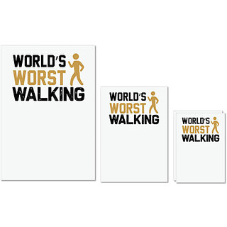                       UDNAG Untearable Waterproof Stickers 155GSM 'walking | Worlds worst walking' A4 x 1pc, A5 x 1pc & A6 x 2pc                                              