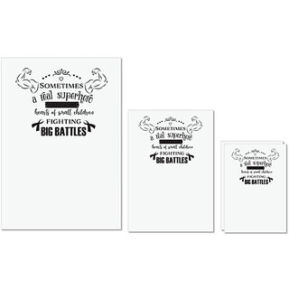                       UDNAG Untearable Waterproof Stickers 155GSM 'Battles | A Real Superhero' A4 x 1pc, A5 x 1pc & A6 x 2pc                                              