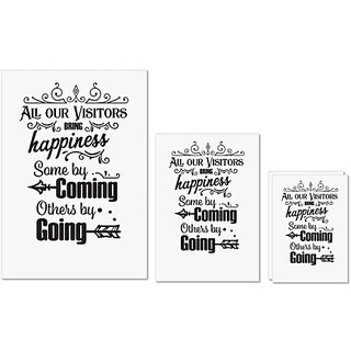                       UDNAG Untearable Waterproof Stickers 155GSM 'Happiness | All our Visitors Bring Happiness' A4 x 1pc, A5 x 1pc & A6 x 2pc                                              