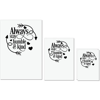                       UDNAG Untearable Waterproof Stickers 155GSM 'Humble Kind | Always stay humble and kind' A4 x 1pc, A5 x 1pc & A6 x 2pc                                              