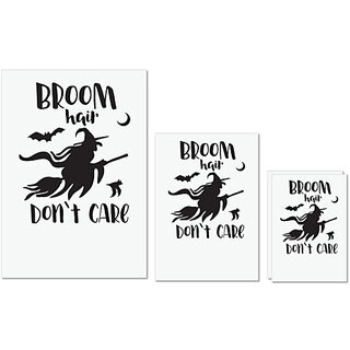                       UDNAG Untearable Waterproof Stickers 155GSM 'Witch | Broom hair dont care' A4 x 1pc, A5 x 1pc & A6 x 2pc                                              