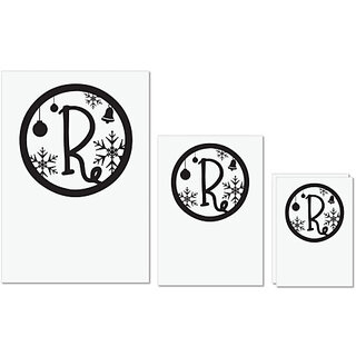                       UDNAG Untearable Waterproof Stickers 155GSM 'Christmass | Christmas Monogram Alphabet R' A4 x 1pc, A5 x 1pc & A6 x 2pc                                              