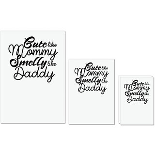                       UDNAG Untearable Waterproof Stickers 155GSM 'Mother father | Cute like mommy' A4 x 1pc, A5 x 1pc & A6 x 2pc                                              