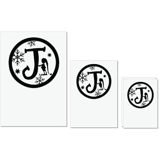                       UDNAG Untearable Waterproof Stickers 155GSM 'Christmass | Christmas Monogram Alphabet J' A4 x 1pc, A5 x 1pc & A6 x 2pc                                              