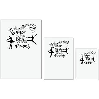                       UDNAG Untearable Waterproof Stickers 155GSM 'Dancing | Dance to the beat of your dreams' A4 x 1pc, A5 x 1pc & A6 x 2pc                                              