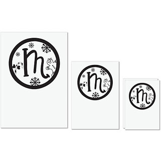                       UDNAG Untearable Waterproof Stickers 155GSM 'Christmass | Christmas Monogram Alphabet M' A4 x 1pc, A5 x 1pc & A6 x 2pc                                              