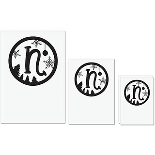                       UDNAG Untearable Waterproof Stickers 155GSM 'Christmass | Christmas Monogram Alphabet N' A4 x 1pc, A5 x 1pc & A6 x 2pc                                              