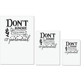                       UDNAG Untearable Waterproof Stickers 155GSM 'Potential | Don't Ignore Your Own Potential' A4 x 1pc, A5 x 1pc & A6 x 2pc                                              