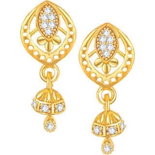 Mini Shimmering Beautiful Gold Plated dangler studs Jhumki CZ Earring for Women and Girls Mini Shimmering Beautiful Gold Plated dangler studs Jhumki CZ Earring for Women and Girls