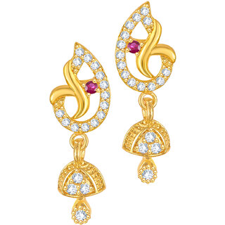                       Elegant Beautiful Gold Plated dangler studs Jhumki CZ Earring for Women and Girls                                              