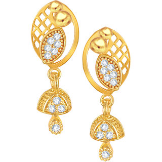 Sizzling Gold Plated dangler studs Jhumki CZ Earring for Women and Girls Sizzling Gold Plated dangler studs Jhumki CZ Earring for Women and Girls