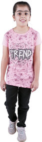 Kid Kupboard  Pure Cotton  Half-Sleeves  Girls  Pink  Solid  T-Shirt  Round Neck