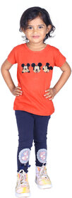 Kid Kupboard  Pure Cotton  Half-Sleeves  Girls  Dark Orange  Solid  T-Shirt  Round Neck