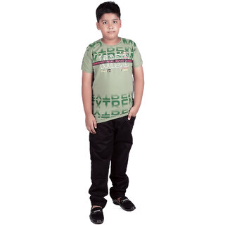                       Kid Kupboard | Pure Cotton | Half-Sleeves | Boys | Olive Green | T-Shirt                                              
