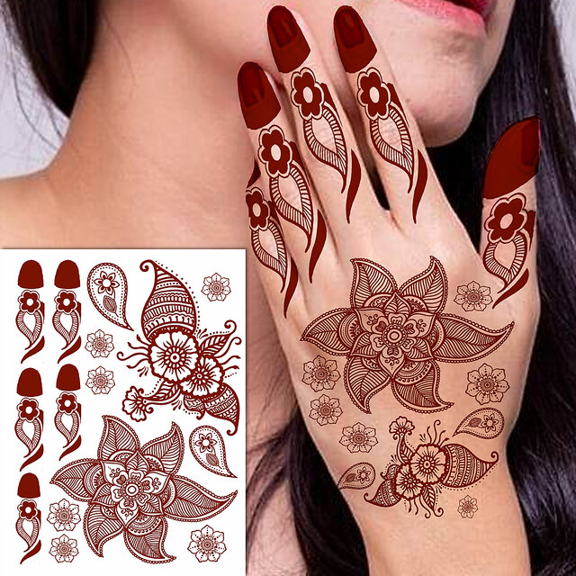 Buy Supperb Temporary Tattoos Inspired Henna Mehndi Design II Online in  India  Etsy  Henna tattoo temporary Henna tattoo kit Henna