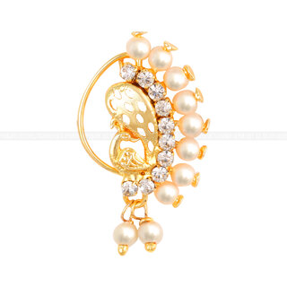 Vighnaharta Mayur design with AD Stone Alloy Maharashtrian Nath Nathiya./ Nose Pin for women Vighnaharta Mayur design with AD Stone Alloy Maharashtrian Nath Nathiya./ Nose Pin for women