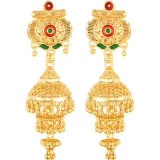                       Sizzling  Allure Gold Plated Screw back alloy Jhumki Earring for Women and Girls                                              