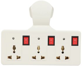 Multi Plug 3 Pin Plug 3 Socket Extension Boards  (White)