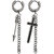 M Men Style Arrow Hoop &  Christan Christ Jesus Cross Chain  Silver  Black Stainless Steel Earrings