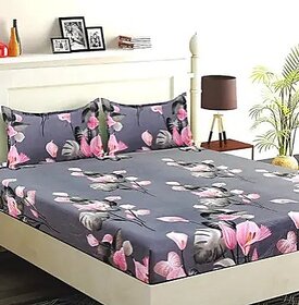 Choco Square Pink Cotton Double Bedsheet With 2 Pillow Covers