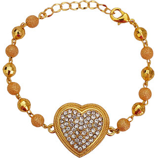 M Men Style  Valentine Gift  Heart Charm  Gold Plated  Zircon  Crystal Brass And Crystal  Bracelet