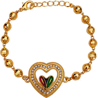                       M Men Style  Valentine Gift  Heart  Charm  Gold Plated  Zircon Crystal   Brass Crystal  Bracelet                                              