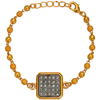                       M Men Style Valentine Gift  Square Charm Gold Plated  Zircon Crystal Stone Brass  Crystal Bracelet                                              