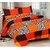 Choco Square Orange Cotton Double Bedsheet With 2 Pillow Covers