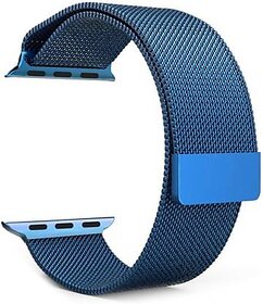 iSpares Apple Watch Milanese Loop Stainless Steel Magnetic Strap for Apple iWatch 44mm Series 7,6,5,4,3,2 SE - Blue