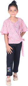 Kid Kupboard Solid Cotton Girls Top {Regular-Fit, Half-Sleeves, Pink}