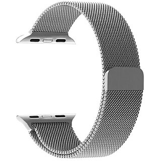 iSpares Apple Watch Milanese Loop Stainless Steel Magnetic Strap for Apple iWatch 36mm Series 7,6,5,4,3,2 SE - Silver