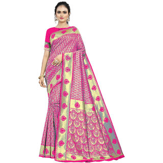                       Pink Banarasi Silk Jacquard Saree with Blouse (VARSVGMNI7001)                                              