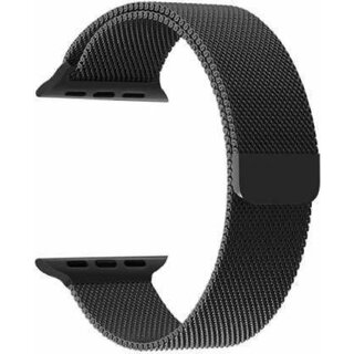 iSpares Apple Watch Milanese Loop Stainless Steel Magnetic Strap for Apple iWatch 42mm Series 7,6,5,4,3,2 SE - Black
