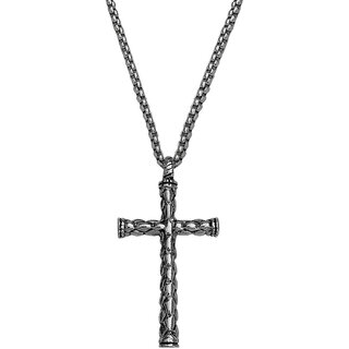                       M Men Style Religious  Crusifix Jesus Cross  Silver Stainless Steel Pendant Necklace For Men                                              