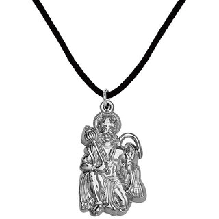                       M Men Style  Lord  Hanuman idol Monkey God of Devotion Locket With Silver Cotton Dori Pendant                                              