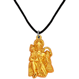                       M Men Style   Lord  Hanuman idol Monkey God of Devotion Locket With Gold Cotton Dori Pendant                                              