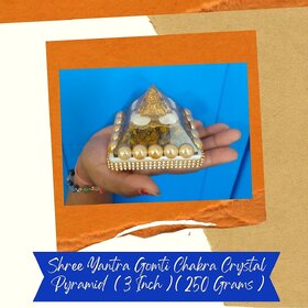 VSP VASTU SAMADHAN -  21 Shree Yantra Gomti Crystal Pyramid for good health and prosperity (3 x 3 Inch) ( 225 Gram )