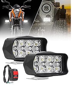 FABTEC 8 LED Bar Light LED Fog Light for Bikes/Scooty/Activa 4G/5G/6G (Set Of 2) (White)