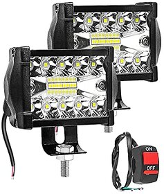 FABTEC 18 LED Bar Light LED Fog Light for Bike/Scooty (Set Of 2) (4 InchWhite)