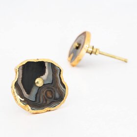 Decokrafts Agate Premium Natural Knobs Pulls Handle for Cabinet Drawer Cupboard Wardrobe Set of 6 (Black)
