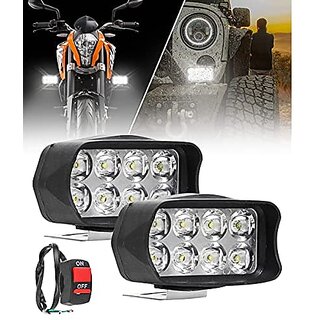 FABTEC 8 LED Bar Light LED Fog Light for Bikes/Scooty/Activa 4G/5G/6G (Set Of 2) (White)