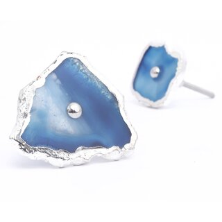 Decokrafts Agate Premium Natural Knobs Pulls Handle for Cabinet Drawer Cupboard Wardrobe Blue Pack of 6