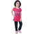 Kid Kupboard Pure Cotton Girls T-Shirt {Regular-Fit, Half-Sleeves, Dark Pink}
