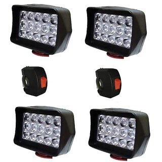                       PETROX 15 Led Pack Of 4 White for Bike Led Light Driving Waterproof Headlights Fog Lamp Lighting Accessories Anti-Fog Spot Light Auxiliary Headlight with On / Off Switch                                              