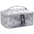 Marble Print Kit Toiletry Bag Travel Make Up Hanging Bag Zipper Pouch for Women, Girls, Waterproof Cosmetic Bag (Silver)